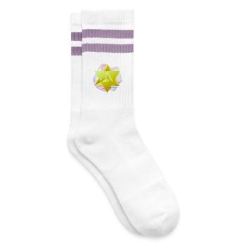 Surreal Merkaba Star - Striped tennis socks - white/lilac  - Right