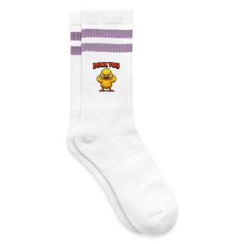 Canard, espèce de canard drôle de dessin animé - Chaussettes de tennis - blanc/lilas  - Droite