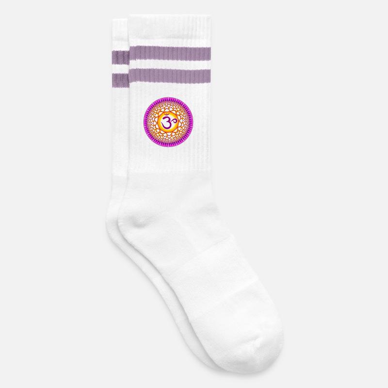 Crown Chakra Sahasrara - Striped tennis socks - white/lilac 