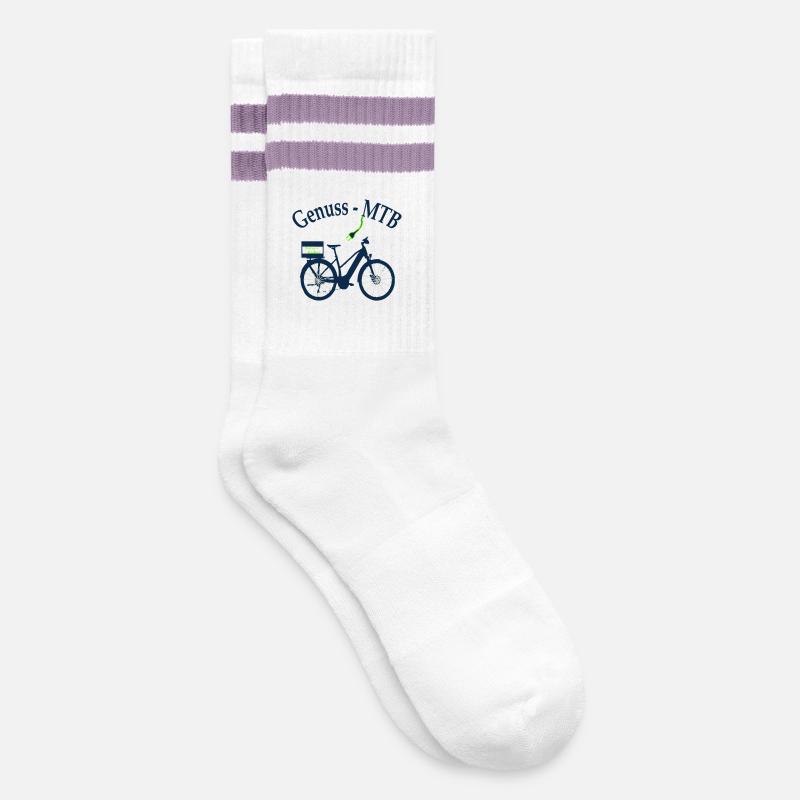 E-MTB-Damen - Gestreifte Tennissocken - Weiß/Flieder 