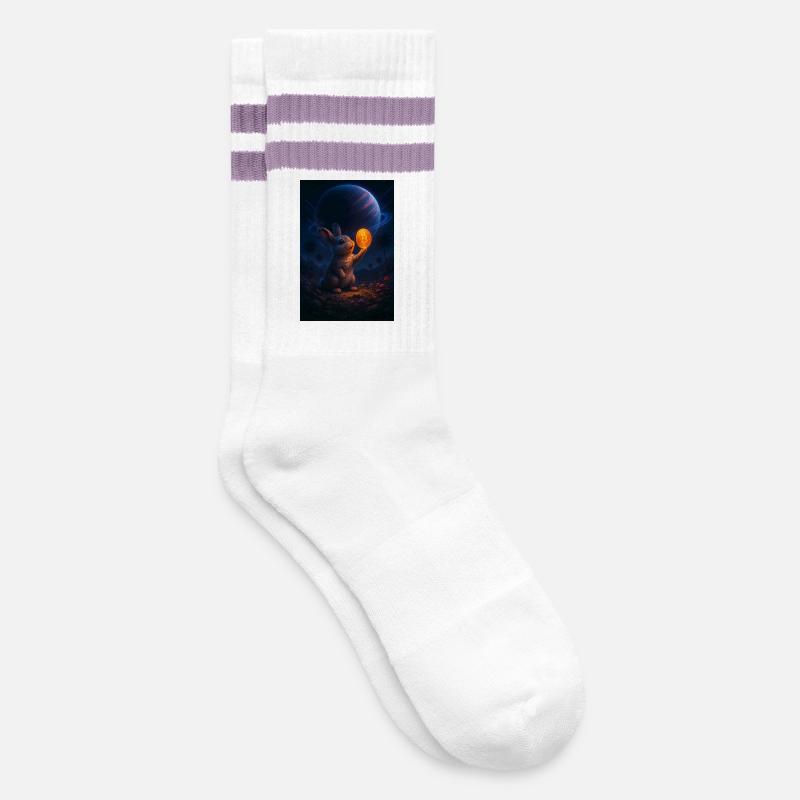 Lapin de l’espace avec Bitcoin Coin - Chaussettes de tennis - blanc/lilas
