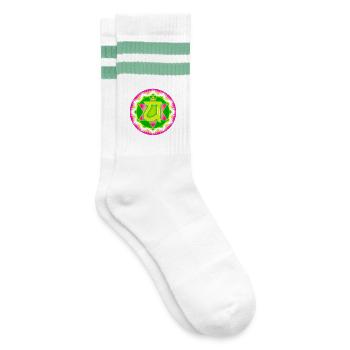 Heart Chakra Anahata - Striped tennis socks - white/mint - Right