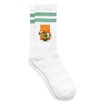 Breakdance B-Boy Streetdance Design Hip Hop Dance - Gestreifte Tennissocken - Weiß/Mint - Rechts