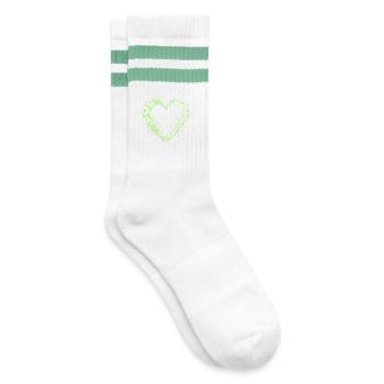 Flower heart in floral frame - Striped tennis socks - white/mint - Right