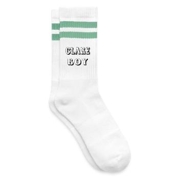 Clare Boy – County Clare Design - Gestreifte Tennissocken - Weiß/Mint - Rechts