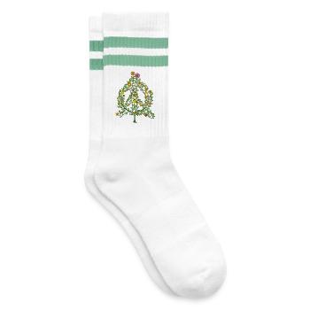 Blumige Ruhe – wo die Natur Harmonie findet - Gestreifte Tennissocken - Weiß/Mint - Rechts