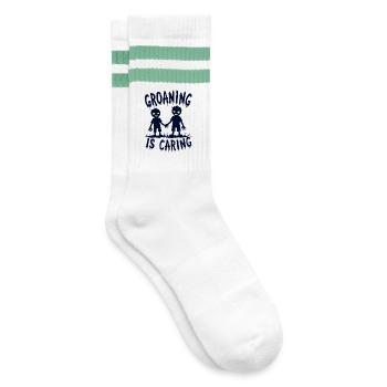 Groaning is Caring Zombie Humor - Gestreifte Tennissocken - Weiß/Mint - Rechts