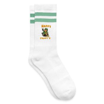 Happy Paddy's - Leprechaun with Beer and Gold - Gestreifte Tennissocken - Weiß/Mint - Rechts