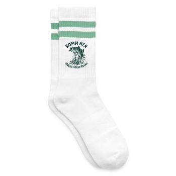 Komm her Fischi Fischi Fischi - Angler - Angeln - Gestreifte Tennissocken - Weiß/Mint - Rechts