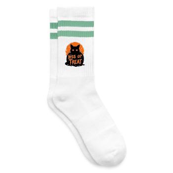 Sifflement ou friandise - Motif amusant de chat d’Halloween - Chaussettes de tennis - blanc/menthe - Droite