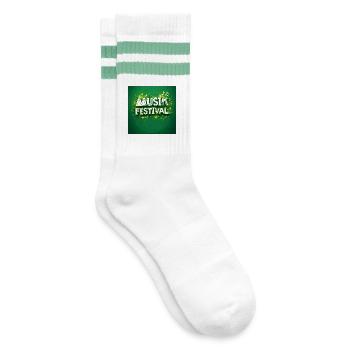 Green Music Festival Motif - Striped tennis socks - white/mint - Right