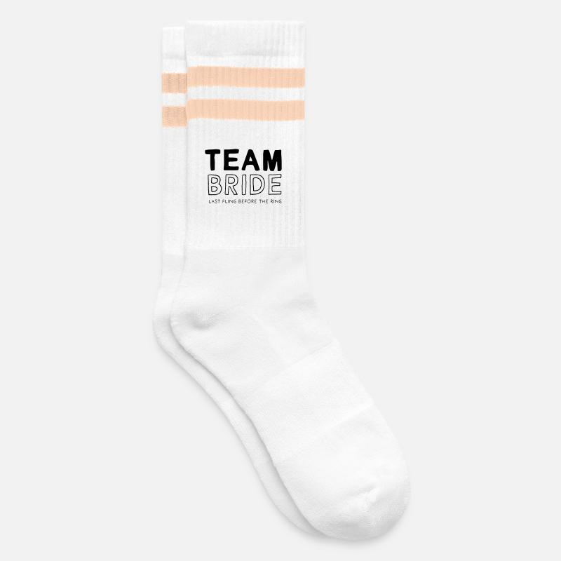 Team Bride - Striped tennis socks - white/peach