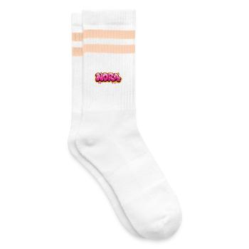 NORA GRAFFITI NAME FOR PERFECT GIFT PRINTABLE - Striped tennis socks - white/peach - Right
