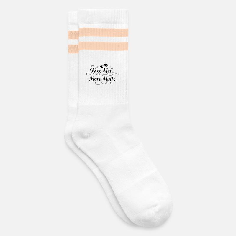 Less men. More mutts. - Striped tennis socks - white/peach