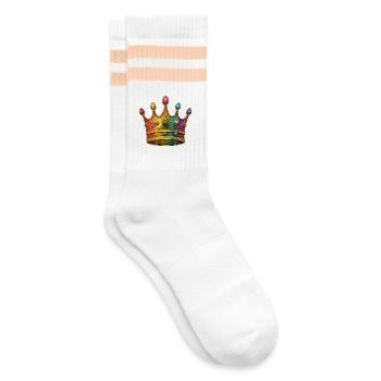 Motif de couronne royale arc-en-ciel vibrant - Chaussettes de tennis - blanc/pêche - Droite