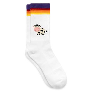 Kuh - Gestreifte Tennissocken - weiß/regenbogen - Rechts