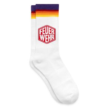 Feuerwehr - Badge Feuerwehr Logo - Gestreifte Tennissocken - weiß/regenbogen - Rechts