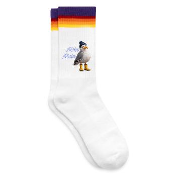 Moin Moin Möwe - Gestreifte Tennissocken - weiß/regenbogen - Rechts