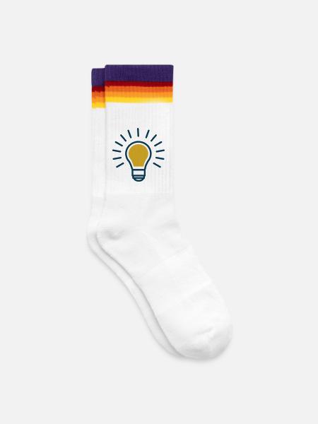 Idee Glühbirne (Vectorgraphic) - Gestreifte Tennissocken - weiß/regenbogen