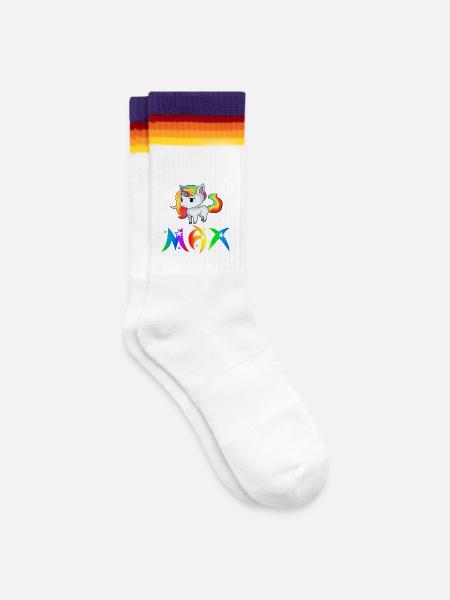 Einhorn Max - Gestreifte Tennissocken - weiß/regenbogen