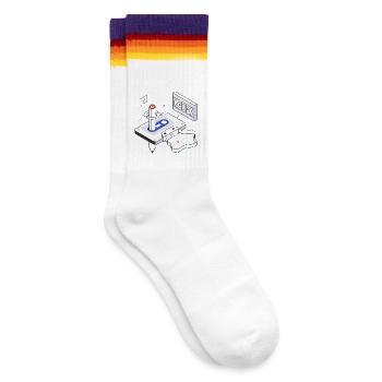 Retro, Vintage, Audiokassette - Gestreifte Tennissocken - weiß/regenbogen - Rechts