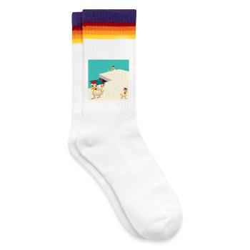HÜHNER SCHWIMMEN AM SEE - Gestreifte Tennissocken - weiß/regenbogen - Rechts