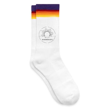 Sonnenaufgang Herzensschein - Gestreifte Tennissocken - weiß/regenbogen - Rechts