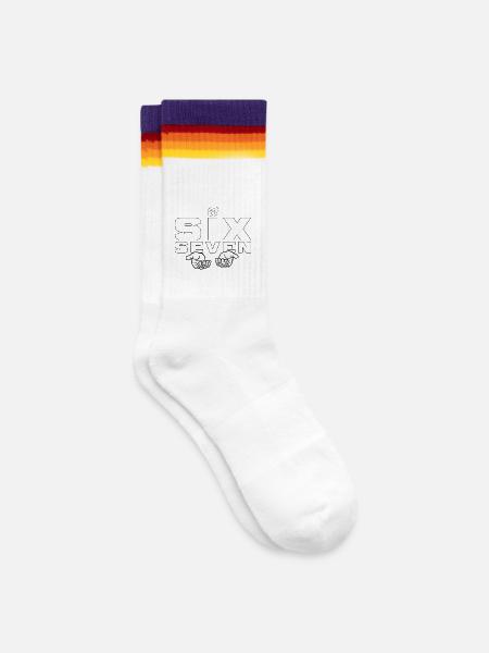 67 Six Seven - Gestreifte Tennissocken - weiß/regenbogen