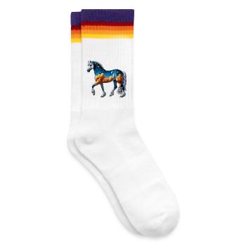 Pferd - Gestreifte Tennissocken - weiß/regenbogen - Rechts