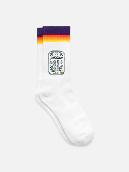 Sardinen - Gestreifte Tennissocken - weiß/regenbogen