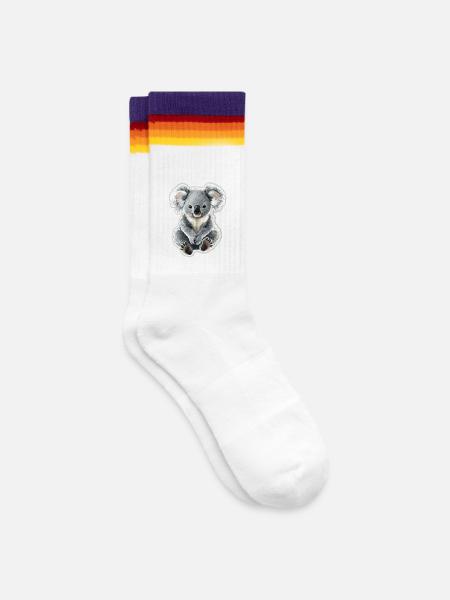 Koala - Gestreifte Tennissocken - weiß/regenbogen