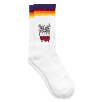 Unabhängiges Polen Weißer Adler-Emblem - Gestreifte Tennissocken - weiß/regenbogen - Rechts