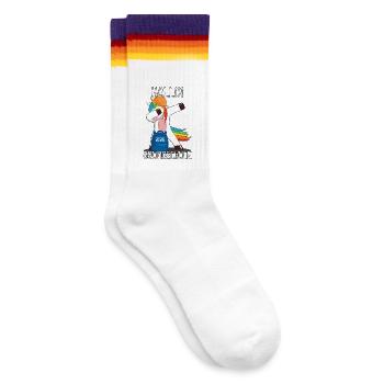 Einschulung Erstklässler 1. Klasse Schulkind 2026 - Gestreifte Tennissocken - weiß/regenbogen - Rechts