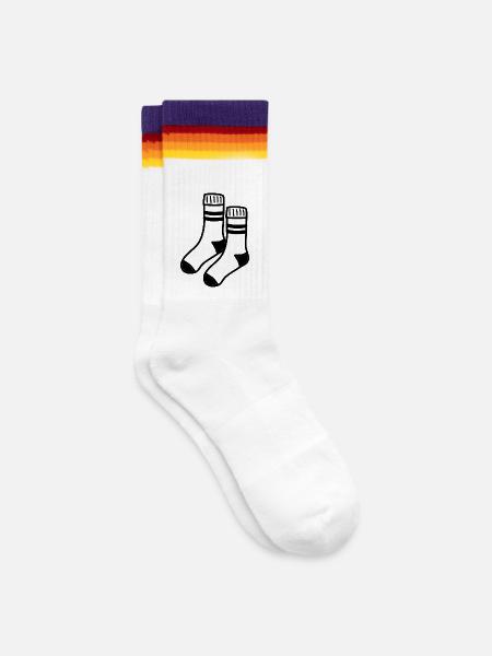 Weiße Socken - Gestreifte Tennissocken - weiß/regenbogen