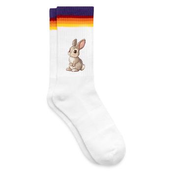 Hase - Gestreifte Tennissocken - weiß/regenbogen - Rechts