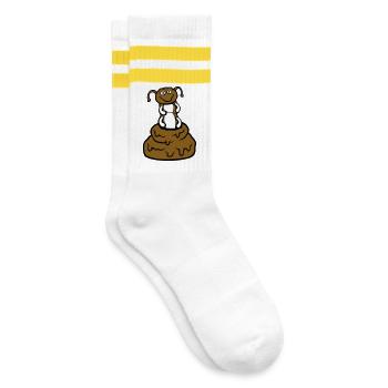 Funny caterpillar shit poop pile pile disgust poop - Striped tennis socks - white/yellow - Right