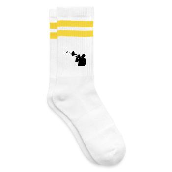 jazz music - Striped tennis socks - white/yellow - Right