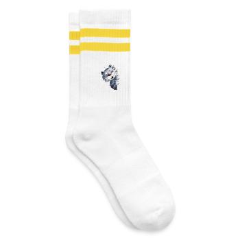 Funny blue cat for cat friends - Striped tennis socks - white/yellow - Right