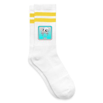 GEISTER MIT KRÜCKEN - GEHHILFE - HEILUNG - Gestreifte Tennissocken - Weiß/Gelb - Rechts