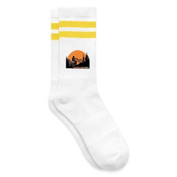 Mountainbike - Gestreifte Tennissocken - Weiß/Gelb - Rechts