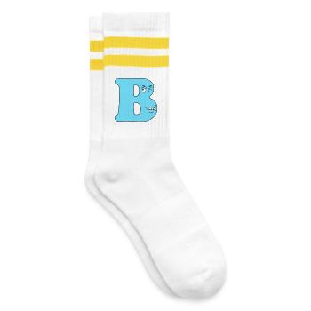 B - Gestreifte Tennissocken - Weiß/Gelb - Rechts