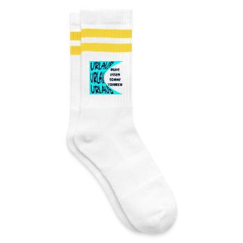 URLAUB - SONNE - RUHE - SOMMERFERIEN - ESSEN - Gestreifte Tennissocken - Weiß/Gelb - Rechts