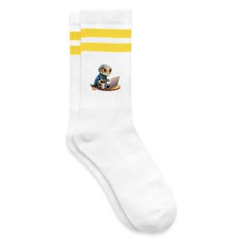 Chemise drôle de gecko gecko sur Internet Coffee Nerd - Chaussettes de tennis - blanc/jaune - Droite