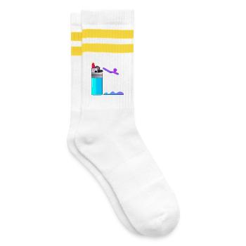 LIGHTER SWIMMING DIVING - Striped tennis socks - white/yellow - Right