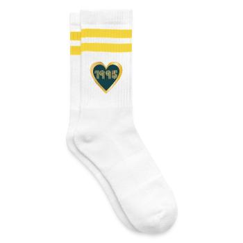 HERZ JAHR 1995 - Gestreifte Tennissocken - Weiß/Gelb - Rechts