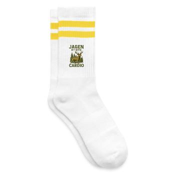 Jäger Herzschlag motiv - Gestreifte Tennissocken - Weiß/Gelb - Rechts