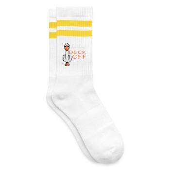 Goose Live Laugh Duck Off Sunglasses Middle Finger - Striped tennis socks - white/yellow - Right