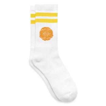 Orange Circle Ornament - Striped tennis socks - white/yellow - Right