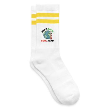 Make Earth Cool Again – Act Now - Striped tennis socks - white/yellow - Right