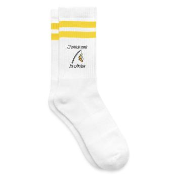 I Can't I Fish – Funny Fisherman Phrase - Striped tennis socks - white/yellow - Right